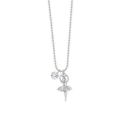 luca barra - COLLANA DONNA IN ACCIAIO CON BALLERINA E ZIRCONE BIANCO