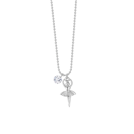 luca barra - COLLANA DONNA IN ACCIAIO CON BALLERINA E ZIRCONE BIANCO