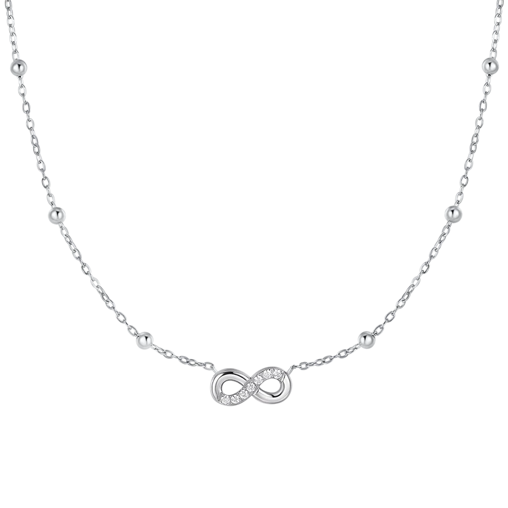 luca barra - COLLANA DONNA IN ACCIAIO CON INFINITO E PUNTI LUCE DI ZIRCONE BIANCO