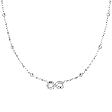 luca barra - COLLANA DONNA IN ACCIAIO CON INFINITO E PUNTI LUCE DI ZIRCONE BIANCO