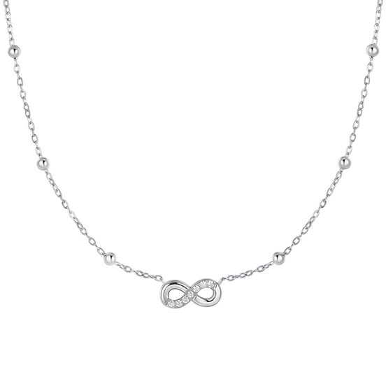 luca barra - COLLANA DONNA IN ACCIAIO CON INFINITO E PUNTI LUCE DI ZIRCONE BIANCO