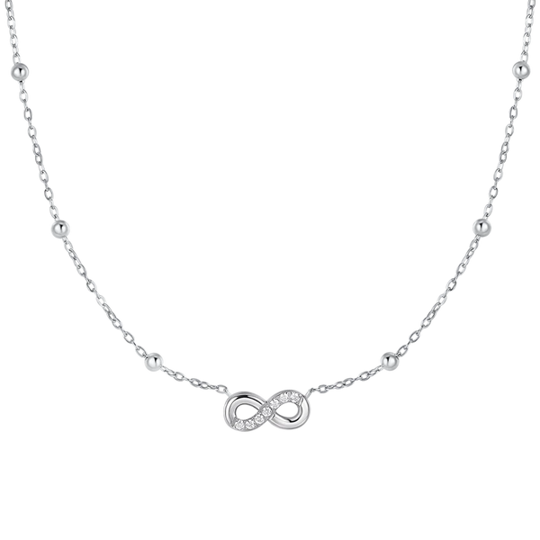 luca barra - COLLANA DONNA IN ACCIAIO CON INFINITO E PUNTI LUCE DI ZIRCONE BIANCO