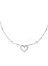 luca barra - COLLANA DONNA IN ACCIAIO CON CUORE E PUNTI LUCE IN ZIRCONE BIANCO