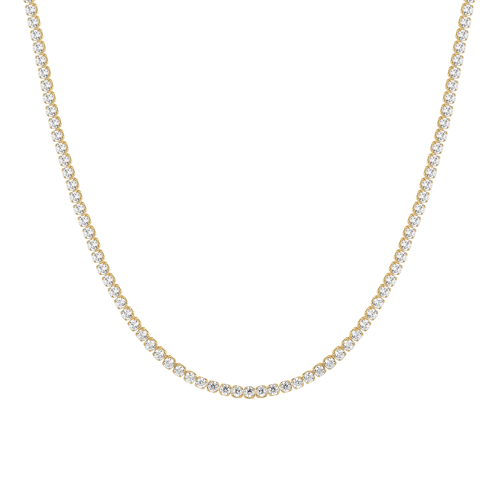 luca barra - COLLANA TENNIS DONNA IN ACCIAIO CON ZIRCONI BIANCHI COLORE ORO