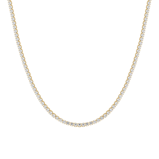 luca barra - COLLANA TENNIS DONNA IN ACCIAIO CON ZIRCONI BIANCHI COLORE ORO