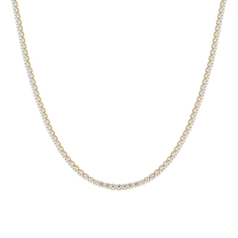 luca barra - COLLANA TENNIS DONNA IN ACCIAIO CON ZIRCONI BIANCHI COLORE ORO