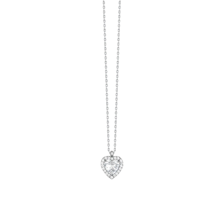 luca barra - COLLANA DONNA IN ACCIAIO CON CUORE CON ZIRCONI BIANCHI