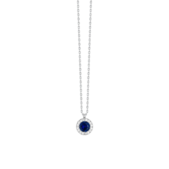 luca barra - COLLANA DONNA IN ACCIAIO CON ELEMENTO CON ZIRCONI BLU E BIANCHI