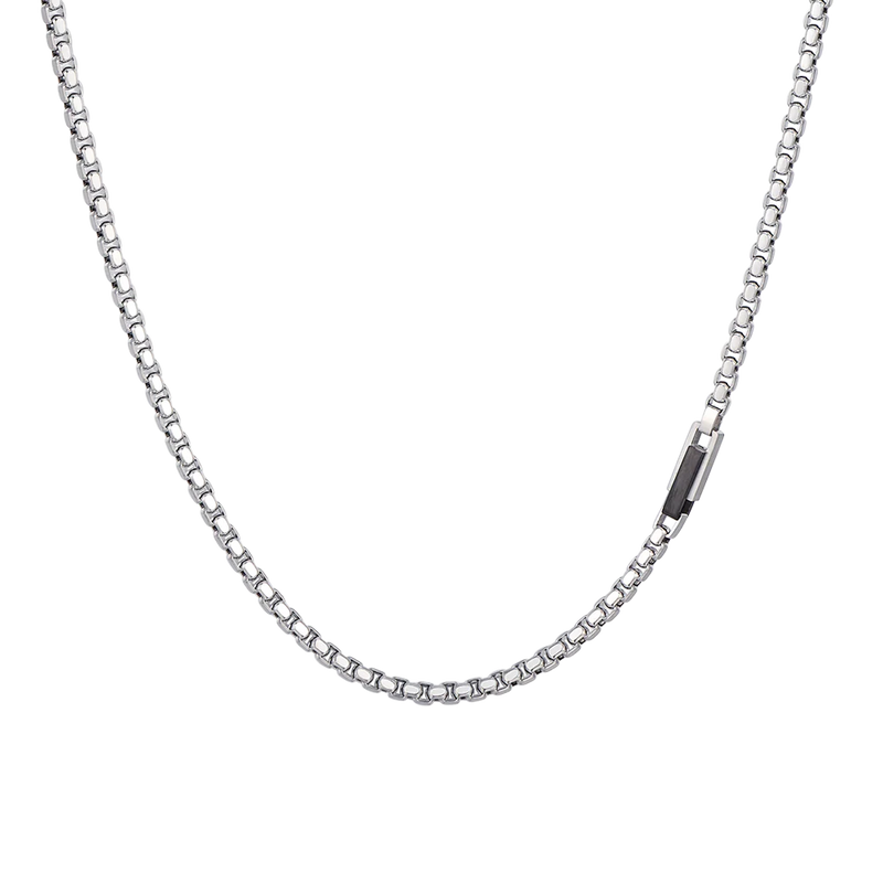 luca barra - COLLANA UOMO IN ACCIAIO ELEMENTO IN ACCIAIO IP BLACK