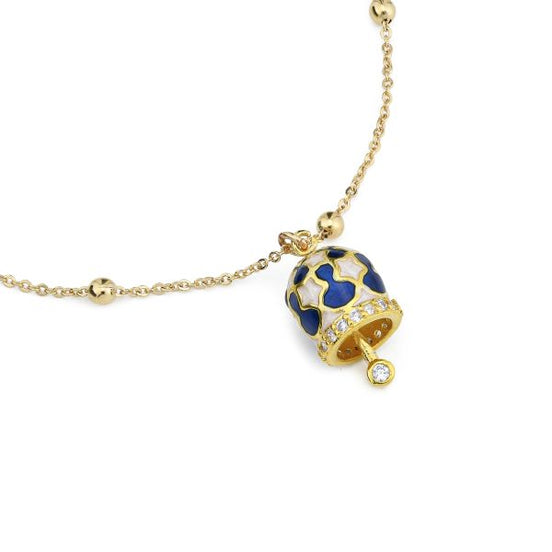 CL/BR07  MYA Boccasamo Bracciale placcato oro giallo con campanella portafortuna blu