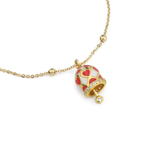 CL/BR08 Mya Boccadamo Bracciale placcatao oro giallo con campanella portafortuna rossa