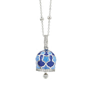 CL/GR03 Collana campanella con stelle azzurre smaltate a mano e zirconi