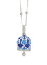 CL/GR03 Collana campanella con stelle azzurre smaltate a mano e zirconi