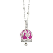 CL/GR04 Collana campanella con stelle rosa smaltate a mano e zirconi