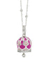 CL/GR04 Collana campanella con stelle rosa smaltate a mano e zirconi