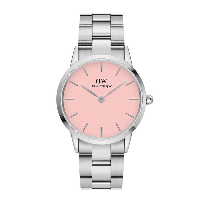 DANIEL WELLINGTON Orologio ICONIC argento quadrante rosa piccolo 28mm dw00100329