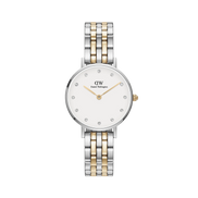 Orologio Daniel Wellington da Donna - Petite Lumine 5-Link Two-Tone Bicolore Silver e Gold 28mm Bianco.DW00100616