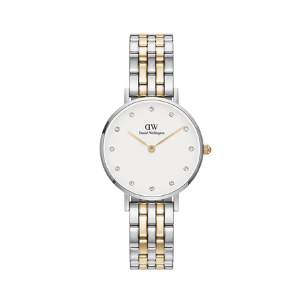 Orologio Daniel Wellington da Donna - Petite Lumine 5-Link Two-Tone Bicolore Silver e Gold 28mm Bianco.DW00100616