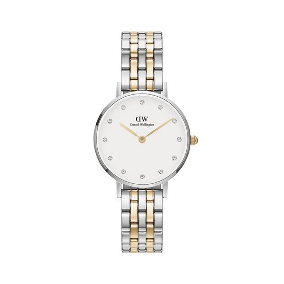 Orologio Daniel Wellington da Donna - Petite Lumine 5-Link Two-Tone Bicolore Silver e Gold 28mm Bianco.DW00100616