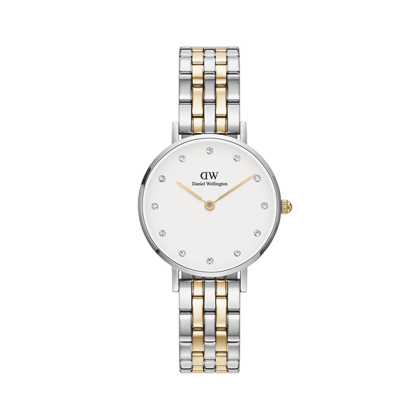Orologio Daniel Wellington da Donna - Petite Lumine 5-Link Two-Tone Bicolore Silver e Gold 28mm Bianco.DW00100616