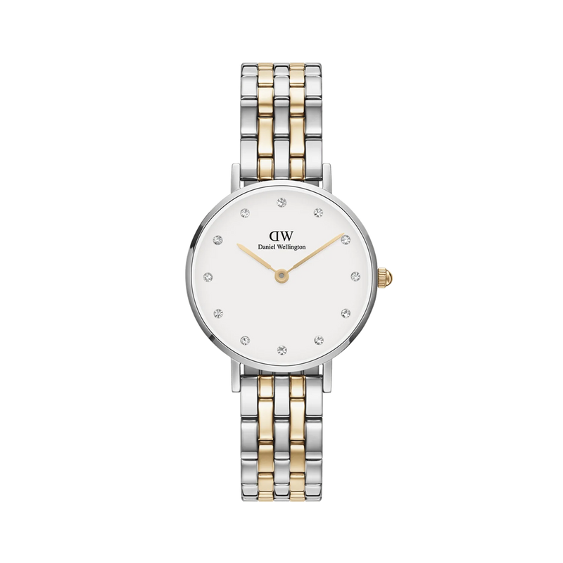Orologio Daniel Wellington da Donna - Petite Lumine 5-Link Two-Tone Bicolore Silver e Gold 28mm Bianco.DW00100616
