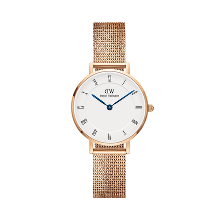 Orologio Daniel Wellington Petite Roman Numerals Melrose Solo Tempo Rose Gold 28mm Bianco da Donna DW00100681