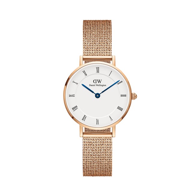 Orologio Daniel Wellington Petite Roman Numerals Melrose Solo Tempo Rose Gold 28mm Bianco da Donna DW00100681