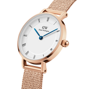 Orologio Daniel Wellington Petite Roman Numerals Melrose Solo Tempo Rose Gold 28mm Bianco da Donna DW00100681