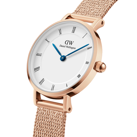 Orologio Daniel Wellington Petite Roman Numerals Melrose Solo Tempo Rose Gold 28mm Bianco da Donna DW00100681
