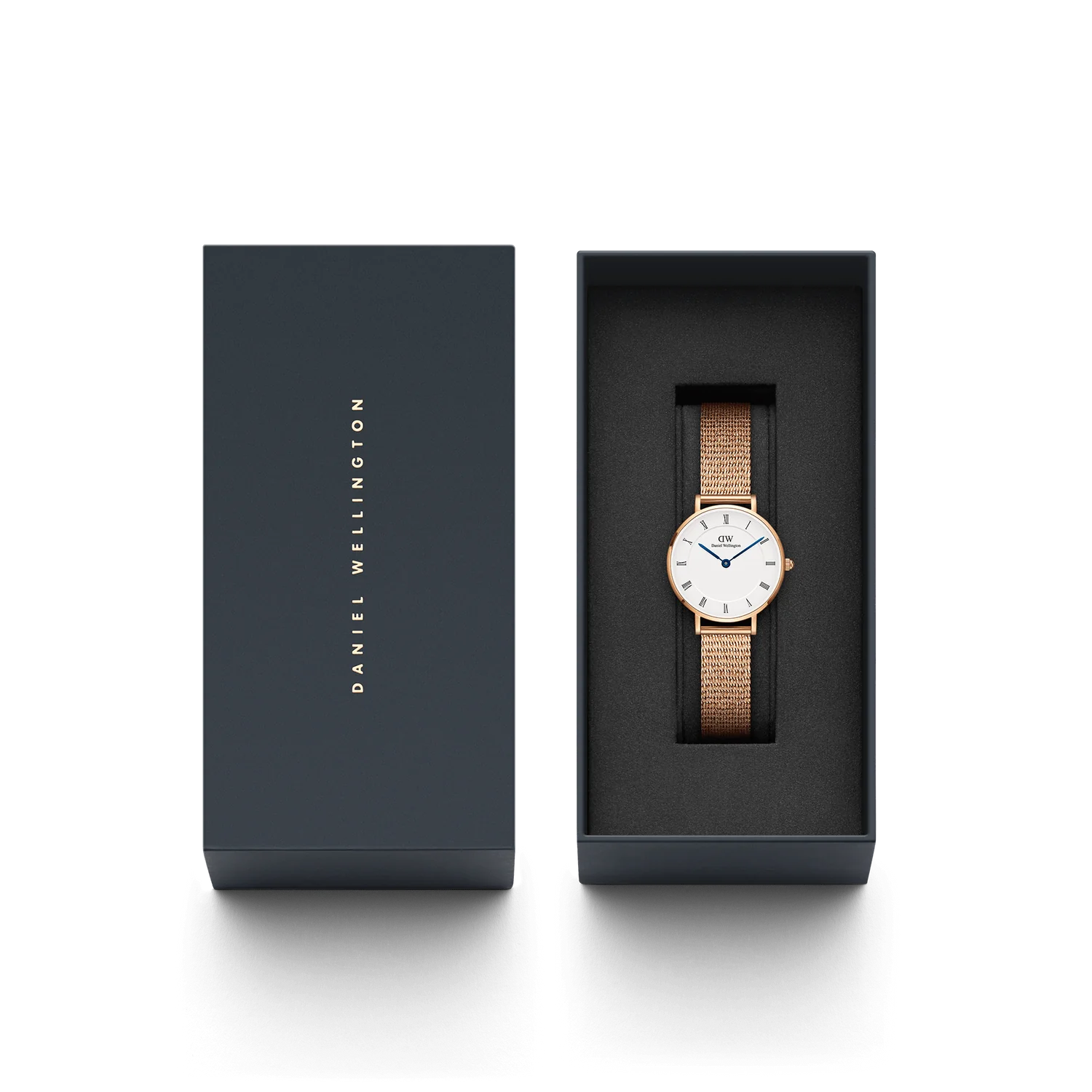 Orologio Daniel Wellington Petite Roman Numerals Melrose Solo Tempo Rose Gold 28mm Bianco da Donna DW00100681