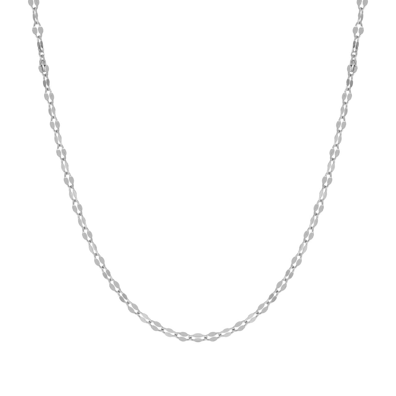 igold - Collana in oro bianco 375% 9 kt a maglia alternata lucida