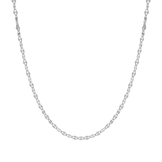 igold - Collana in oro bianco 375% 9 kt a maglia alternata lucida