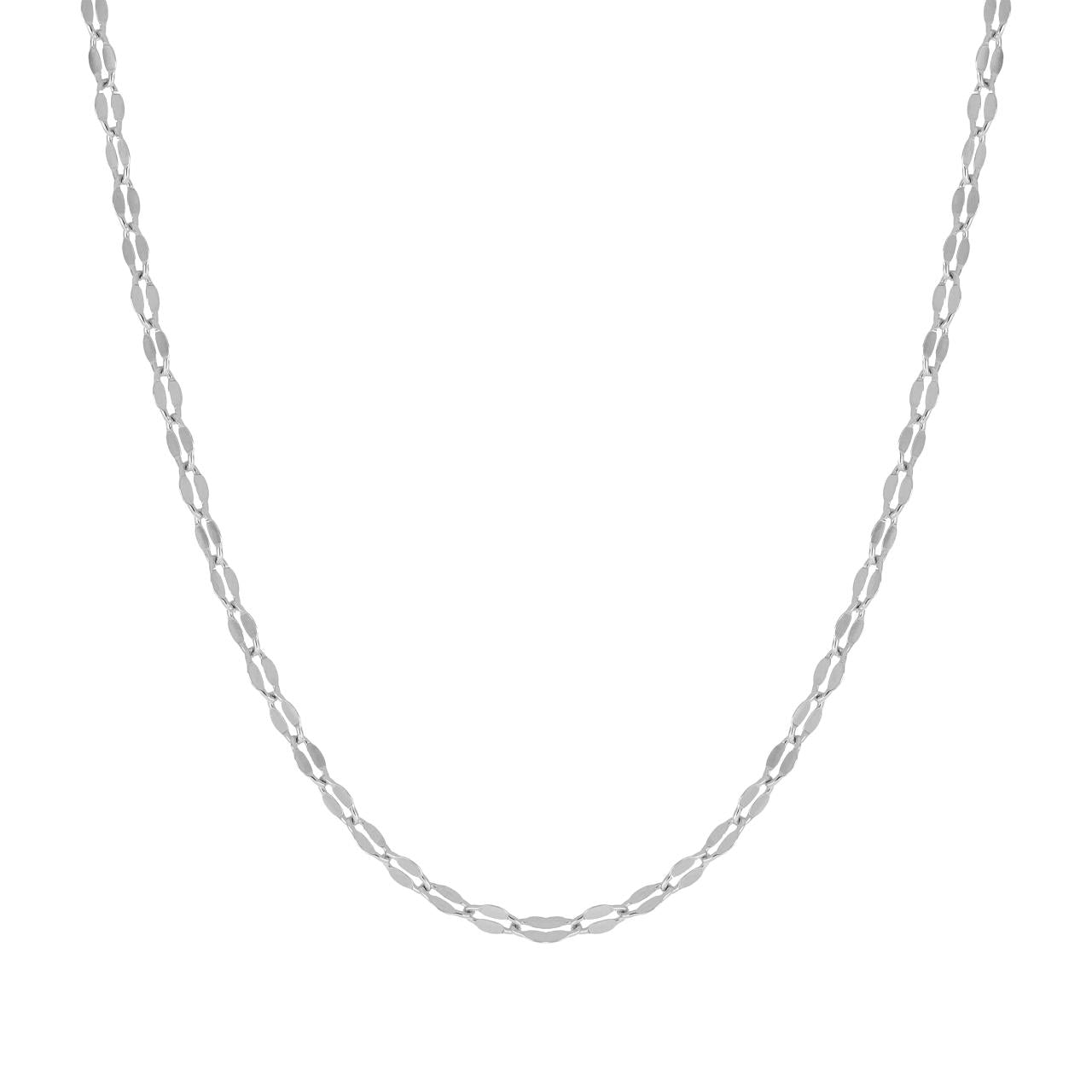 igold - Collana in oro bianco 375% 9 kt a maglia ovale diamantata