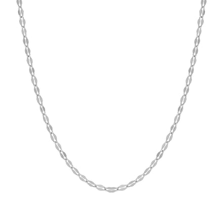 igold - Collana in oro bianco 375% 9 kt a maglia ovale diamantata