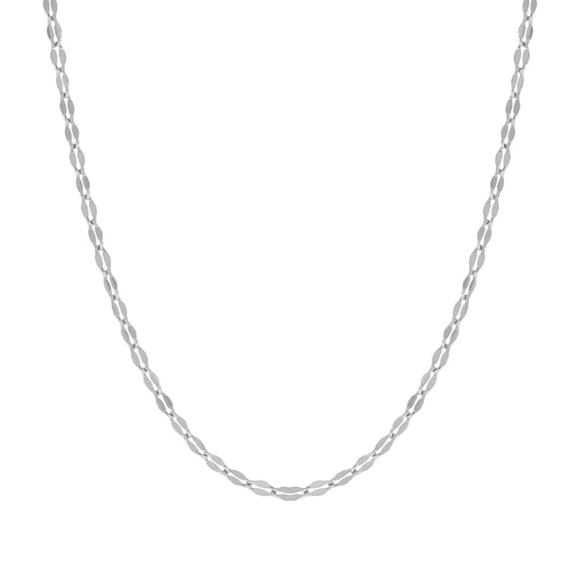 igold - Collana in oro bianco 375% 9 kt a maglia ovale diamantata