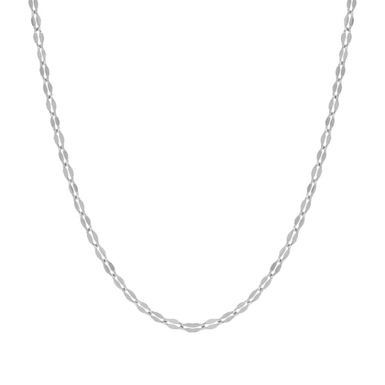 igold - Collana in oro bianco 375% 9 kt a maglia ovale diamantata