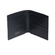 Portafoglio in pelle saffiano nero e logo in argento 925, Gerba.  GB001BLACK.