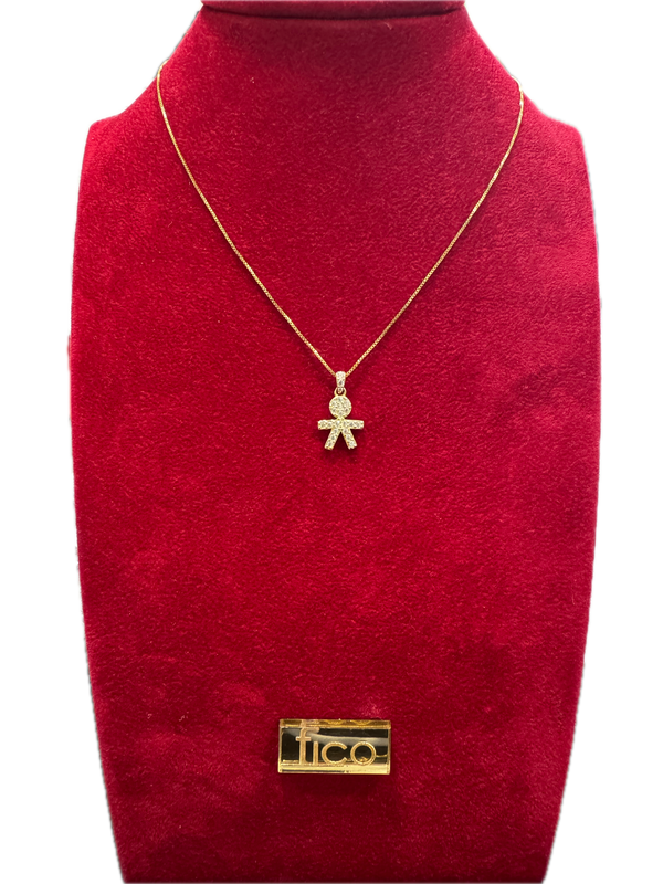 Fico Gioielli - Collana in Argento 925 con Pendente Bambino placcata Oro e zirconi