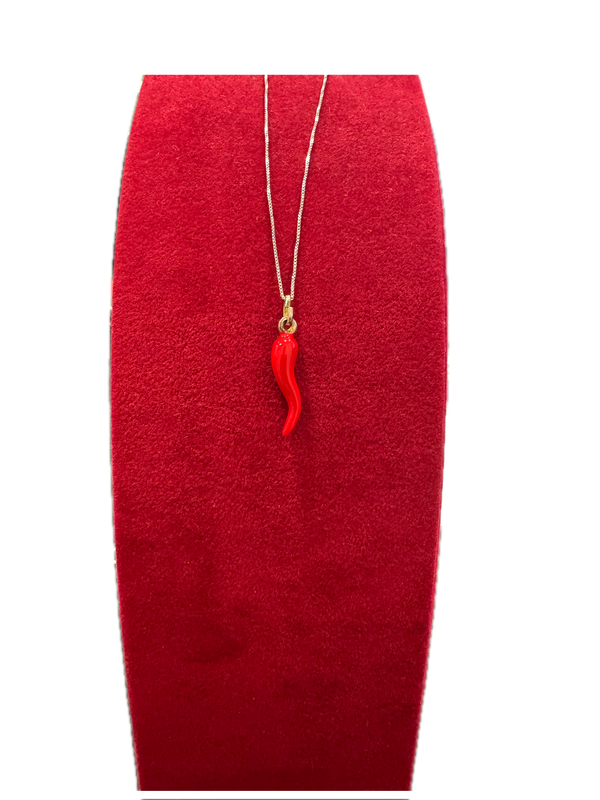 Fico Gioielli - Collana Argento 925 con Corno Rosso Portafortuna
