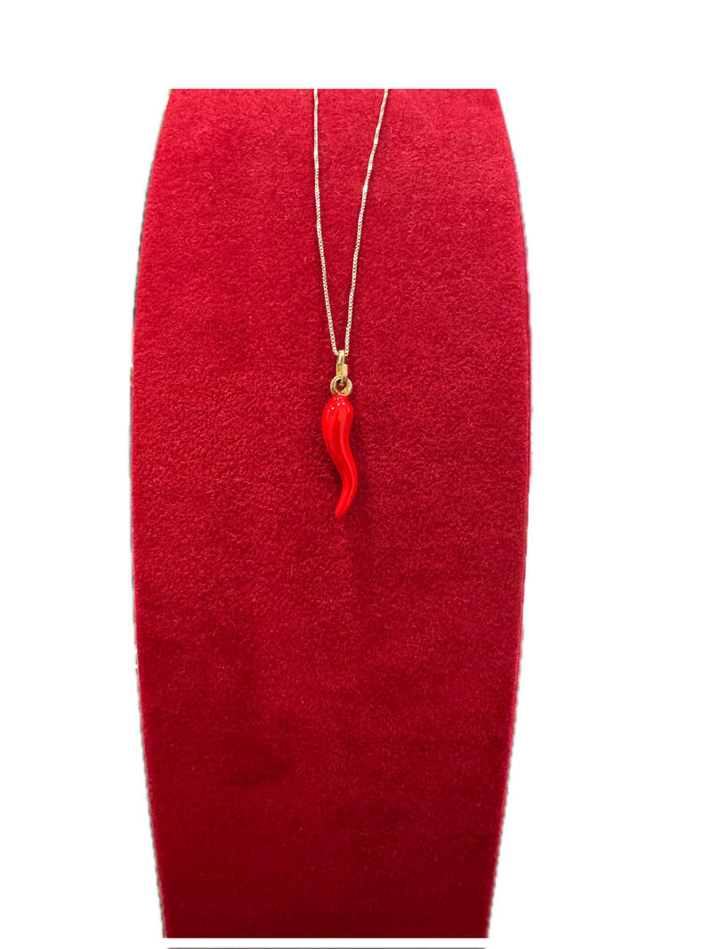 Fico Gioielli - Collana Argento 925 con Corno Rosso Portafortuna