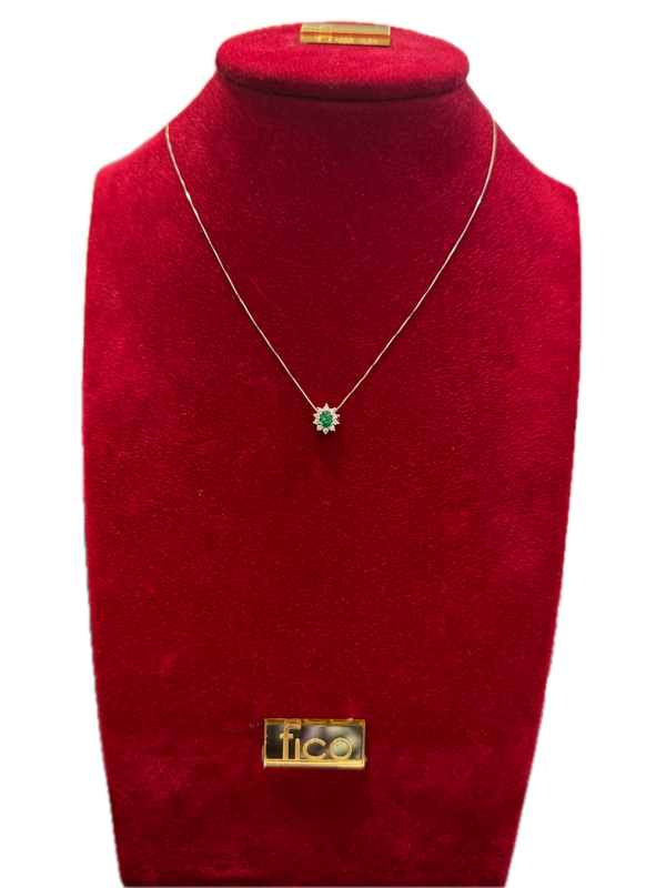 Fico Gioielli - Collana pendente in oro con smeraldo e diamanti