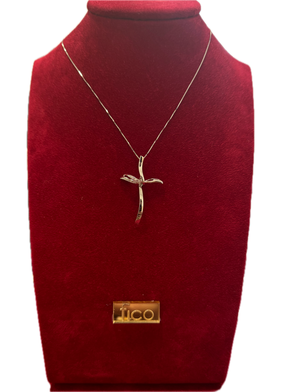 Fico Gioielli - Collana con croce in oro stilizzata e diamanti