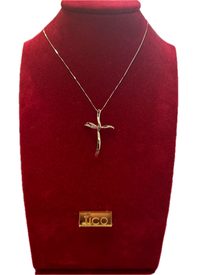 Fico Gioielli - Collana con croce in oro stilizzata e diamanti