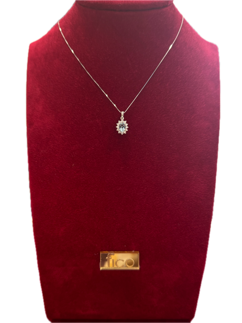 Fico Gioielli - Collana  pendente in oro con acquamarina e diamanti