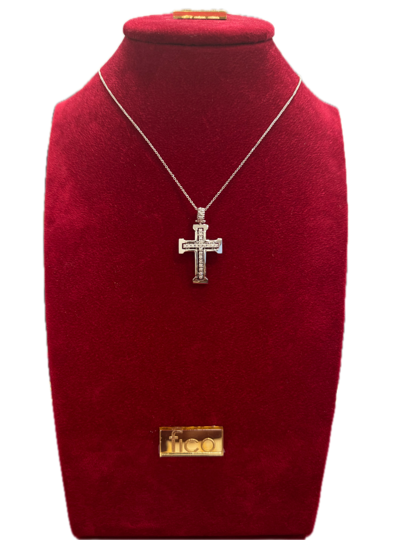 Fico Gioielli - Collana con Croce in Oro Bianco e Diamanti