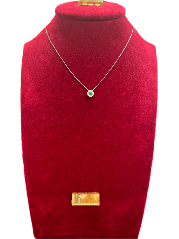 Fico Gioielli - Collana in Oro con Pendente, Diamanti e Smeraldo Naturale