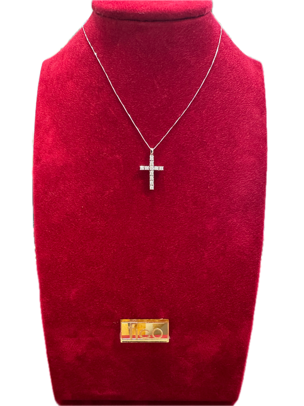 Fico Gioielli - Collana con Croce in Oro Bianco e Diamanti