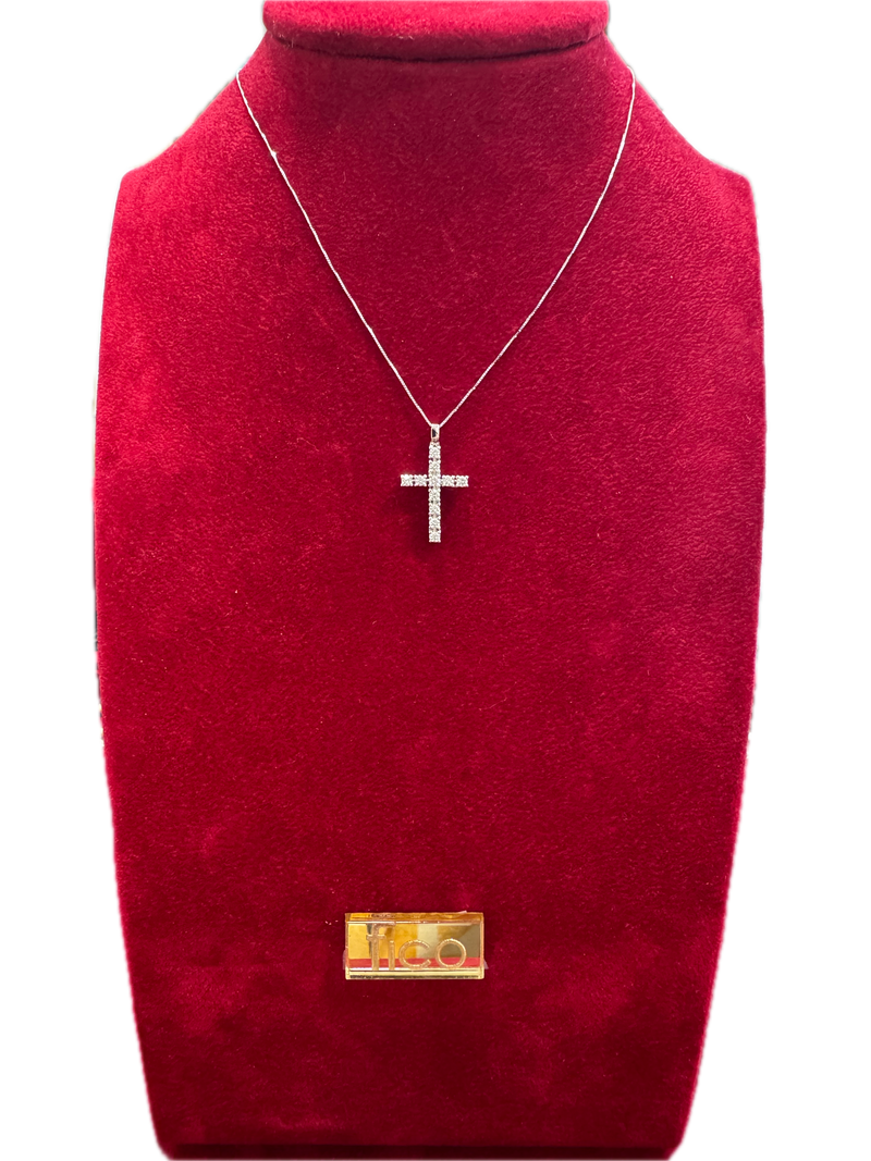 Fico Gioielli - Collana con Croce in Oro Bianco e Diamanti