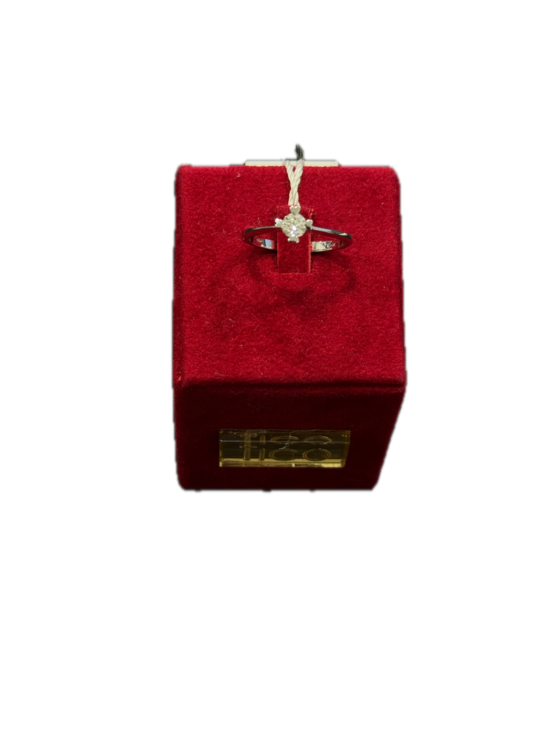 Fico Gioielli - Anello Solitario in Oro e Diamante con Montatura a Cuoricini