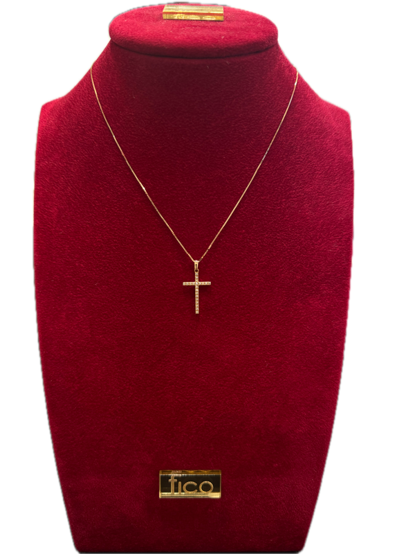 Fico Gioielli - Collana a Croce in Oro Rosa e Diamanti